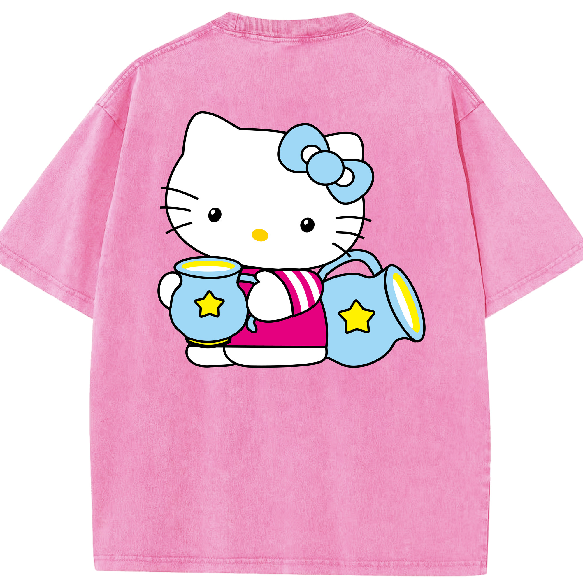 （画像用） Hello Kitty ハローキティ 綿100% ヴィンテージ風 半袖Tシャツ（背面プリント）